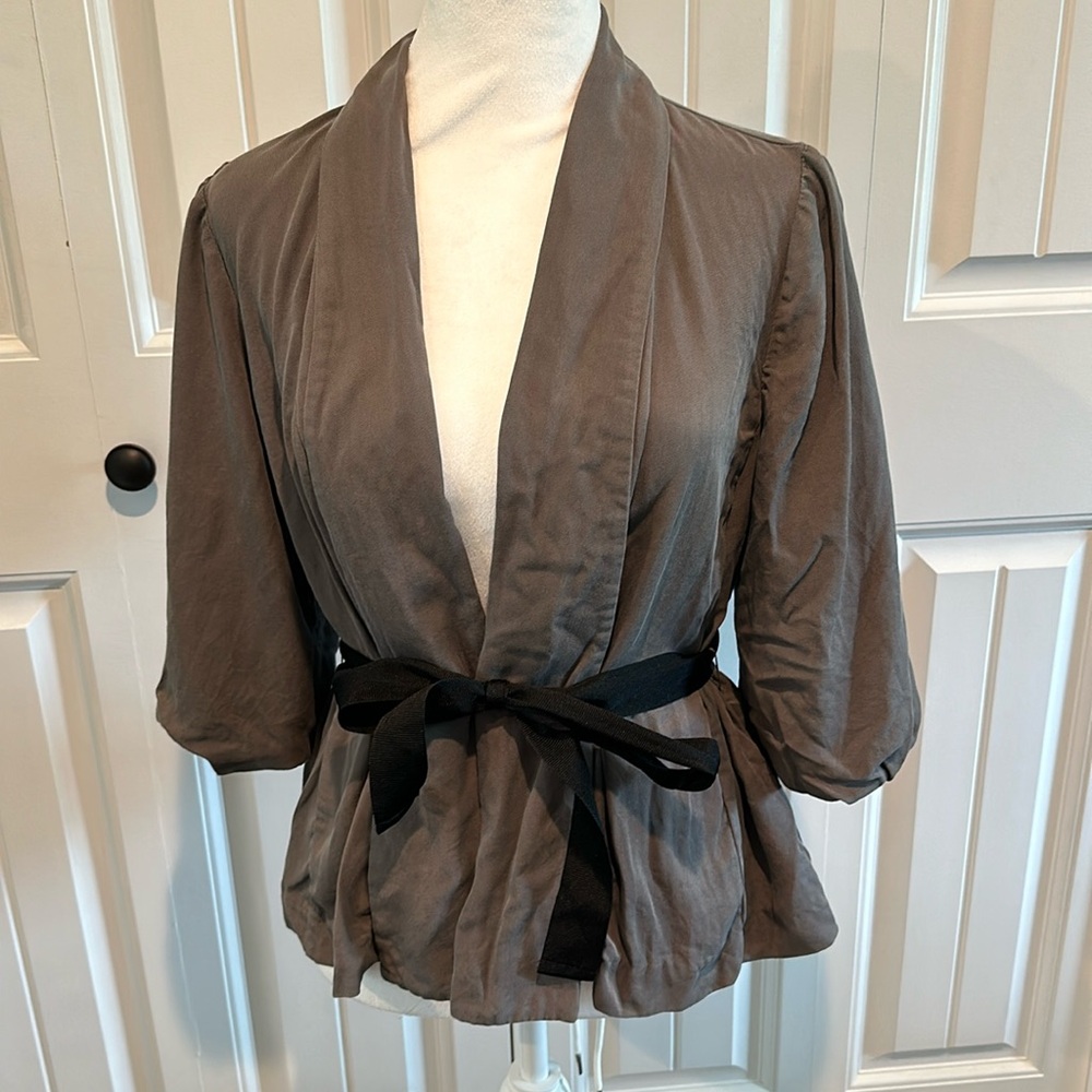 H&M size 12 Charcoal Tie Front Blazer Jacket